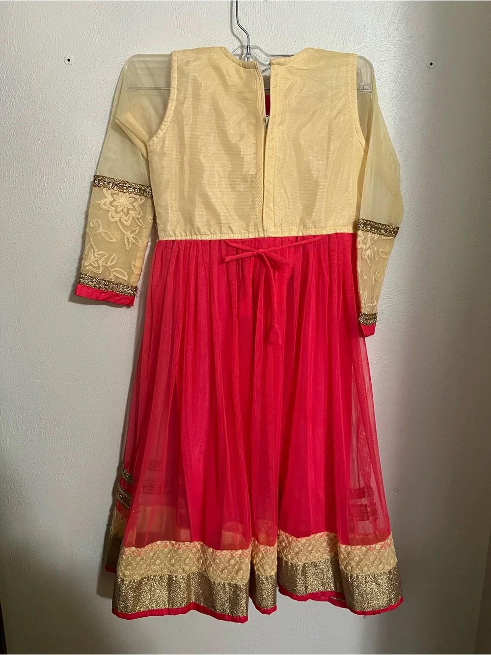 NO BRAND Anarkai Mastani Churidar Dress Suit 2 Pieces Hot Pink‎ Gold Girl's Sz M